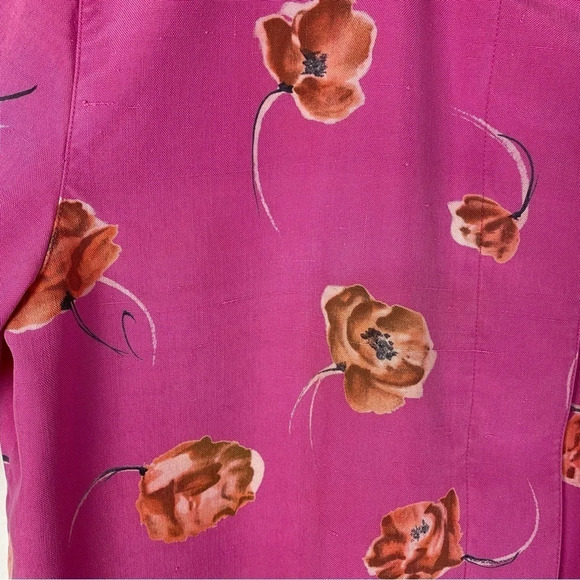 Vintage 90s Silk Floral Jacket Blazer Womens Size Small Pink Flower Print Granny - Picture 10 of 14